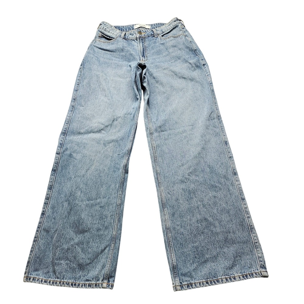Hollister Curvy High-Rise Baggy Jeans Womens 10L W30 Light Wash Denim Wide Leg